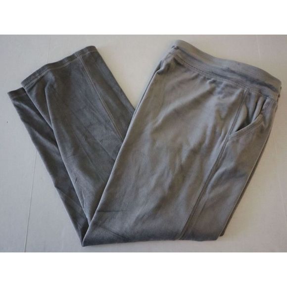 DKNY Sport DP2P3138 Women's Sz L Steel Gray Rhinestone Logo Velour Track Pants - Picture 10 of 10